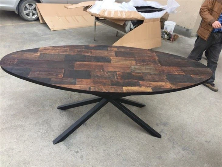 Veneer Recycle Old Elm Wood Dining Table Suppliers