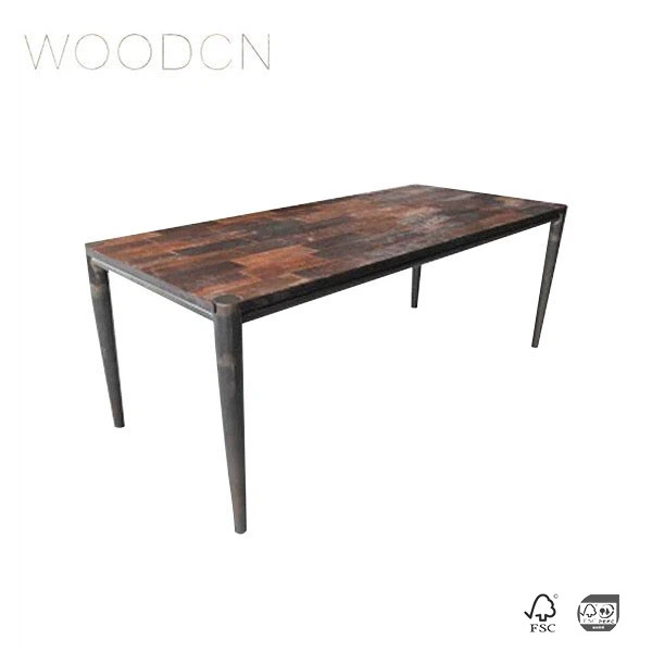 Customized  Veneered Recycle Old Elm Wood Dining Table Top